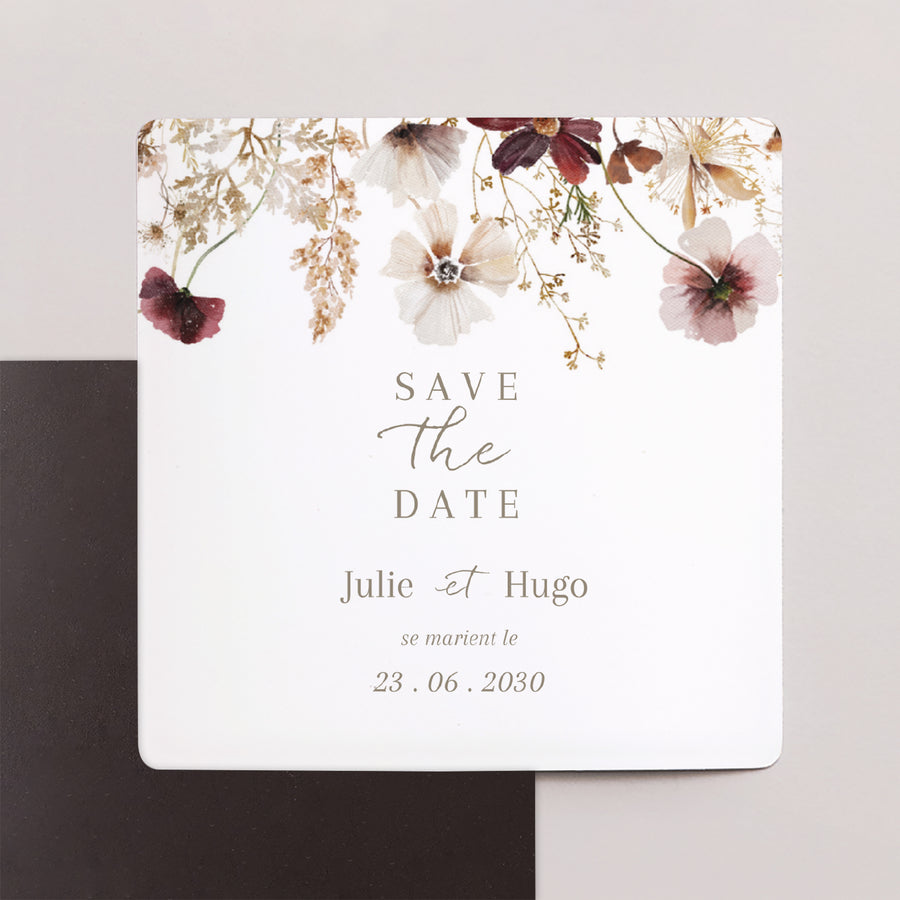 Save the date Mariage Lot de 9, magnétique Fleurs séchées des prés II photo