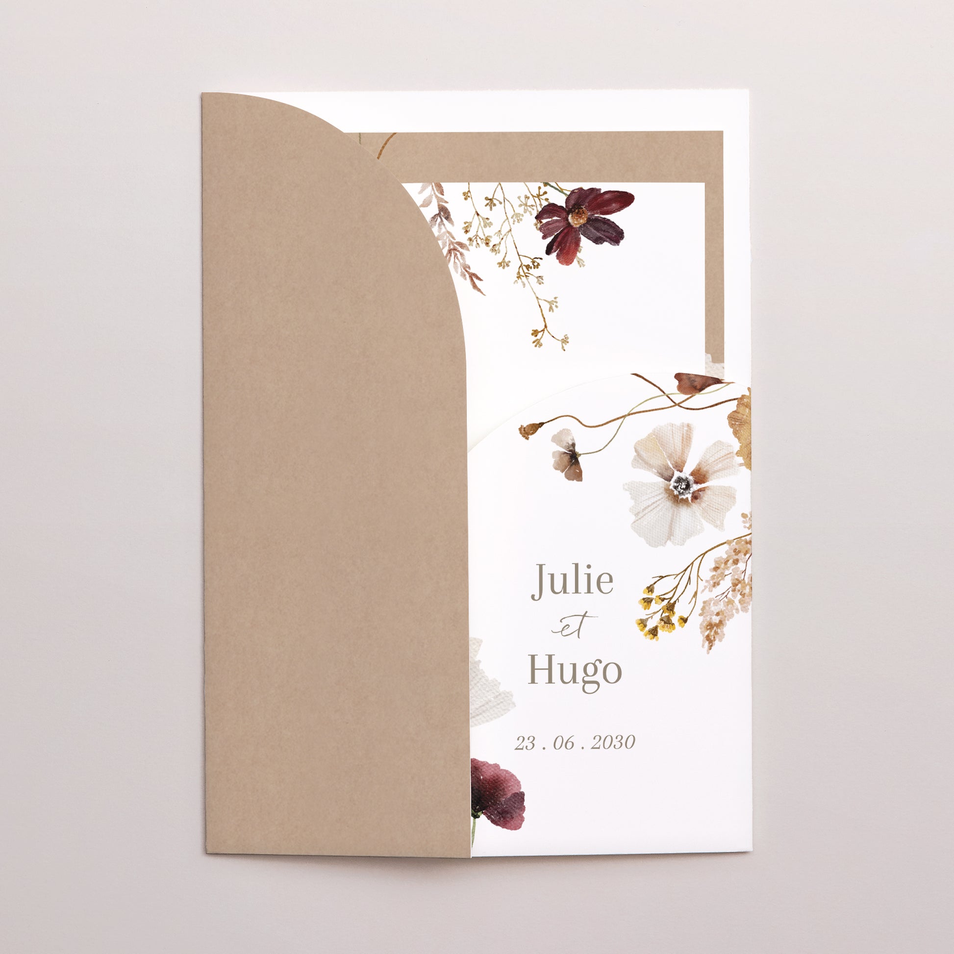 Faire-part Mariage Pochette 2 cartes Fleurs Séchées des Prés II photo N° 2