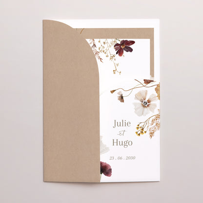 Faire-part Mariage Pochette 2 cartes Fleurs Séchées des Prés II photo N° 2
