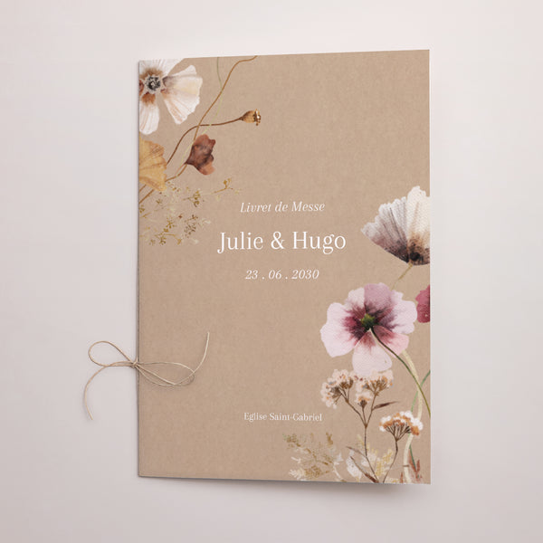Livret de messe Mariage Double volet Fleurs Séchées des Prés II photo