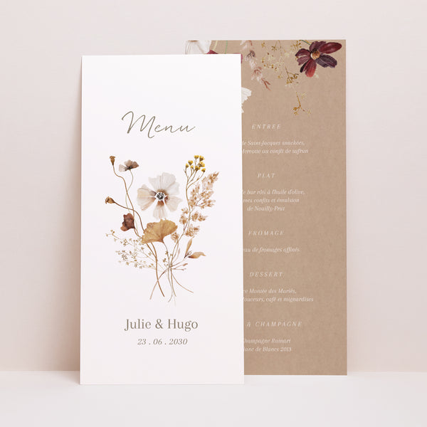 Menu Mariage Panoramique portrait Fleurs Séchées des Prés II photo