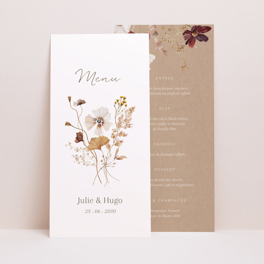 Menu Mariage Panoramique portrait Fleurs séchées des prés II photo