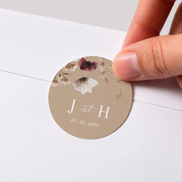 Sticker Mariage Rond Fleurs Séchées des Prés II photo