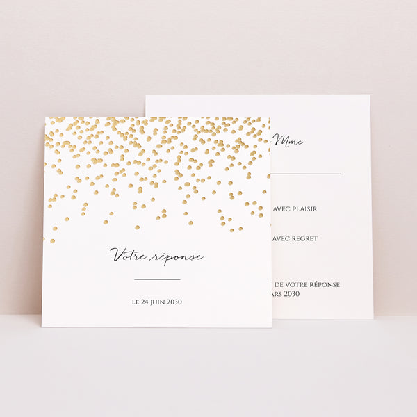Carton réponse Mariage Carré Confettis photo