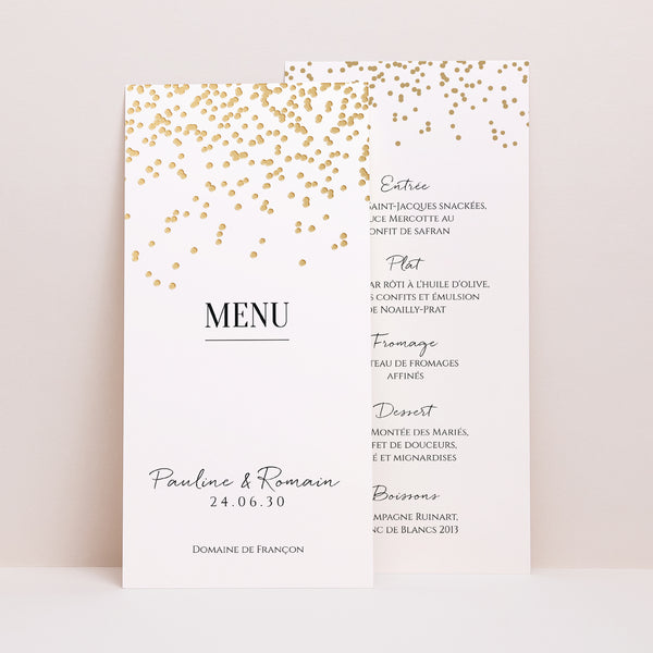 Menu Mariage Panoramique portrait Confettis photo