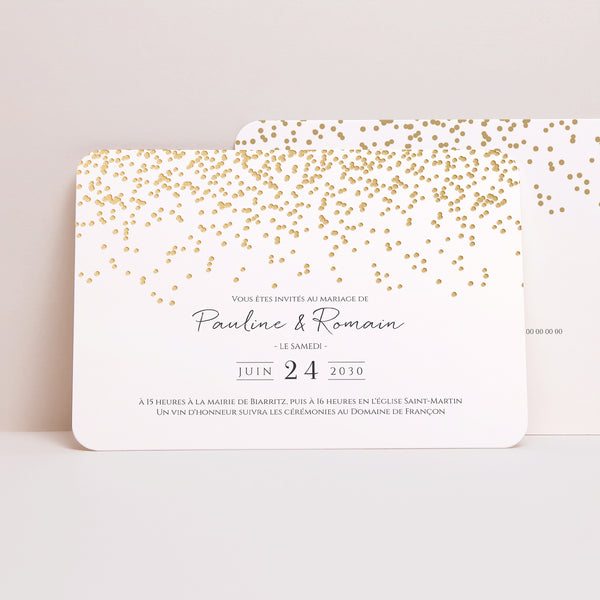 Faire-part Mariage Paysage, bords arrondis Confettis photo