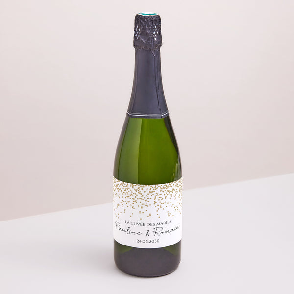 Etiquette bouteille Mariage Paysage Confettis photo