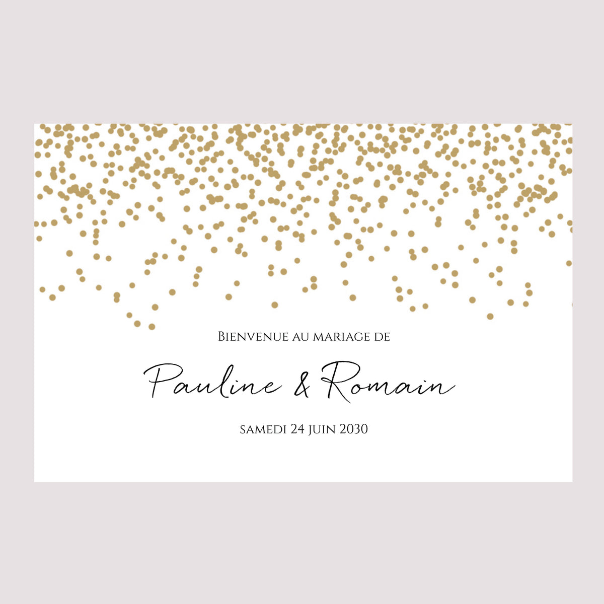 Panneau bienvenue Mariage Paysage 90 x 60 cm Confettis photo N° 2