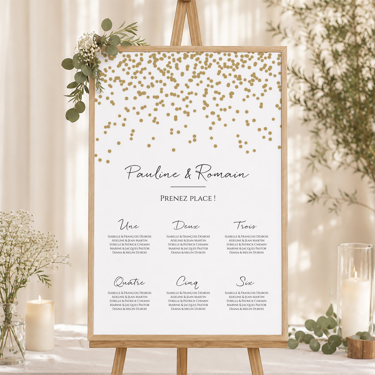 Plan de table Mariage Portrait Confettis photo N° 1