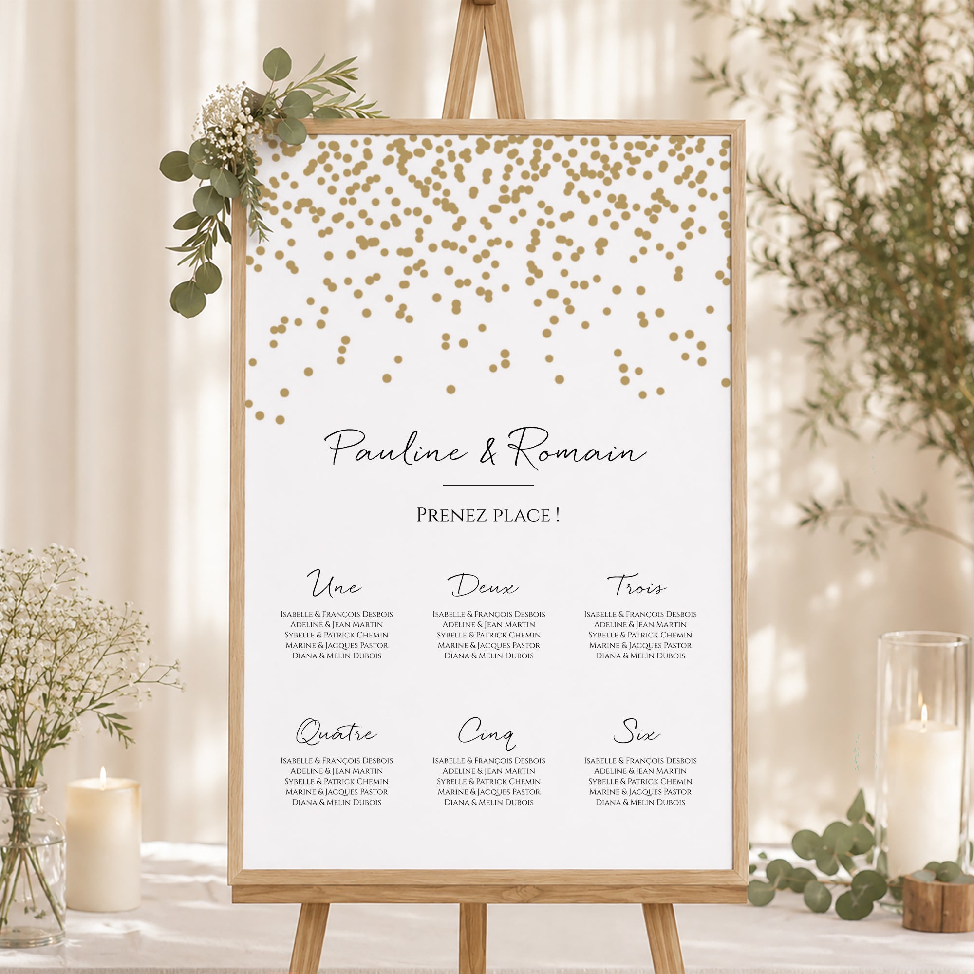 Plan de table Mariage Portrait Confettis photo N° 1