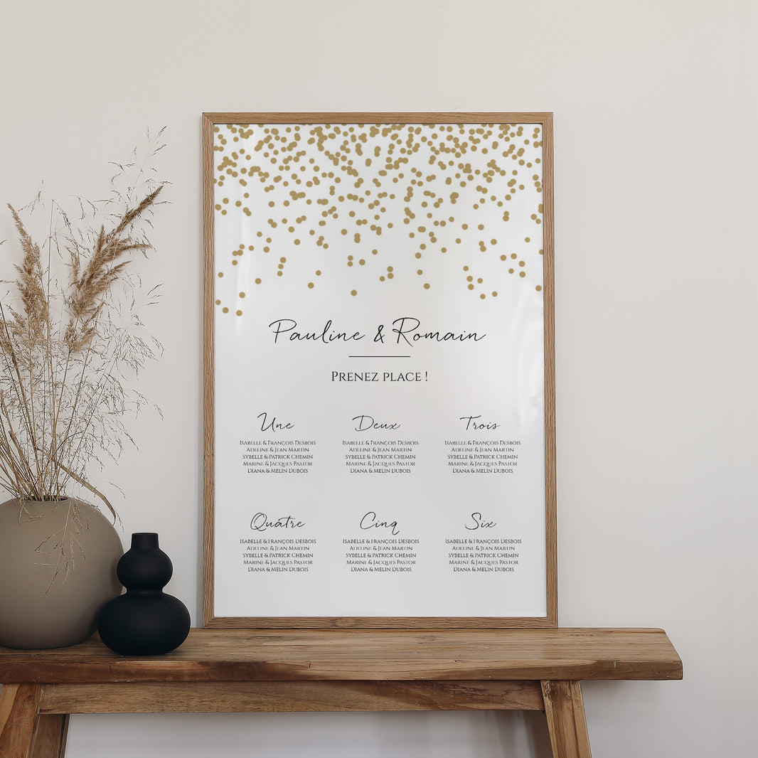 Plan de table Mariage Portrait Confettis photo N° 2