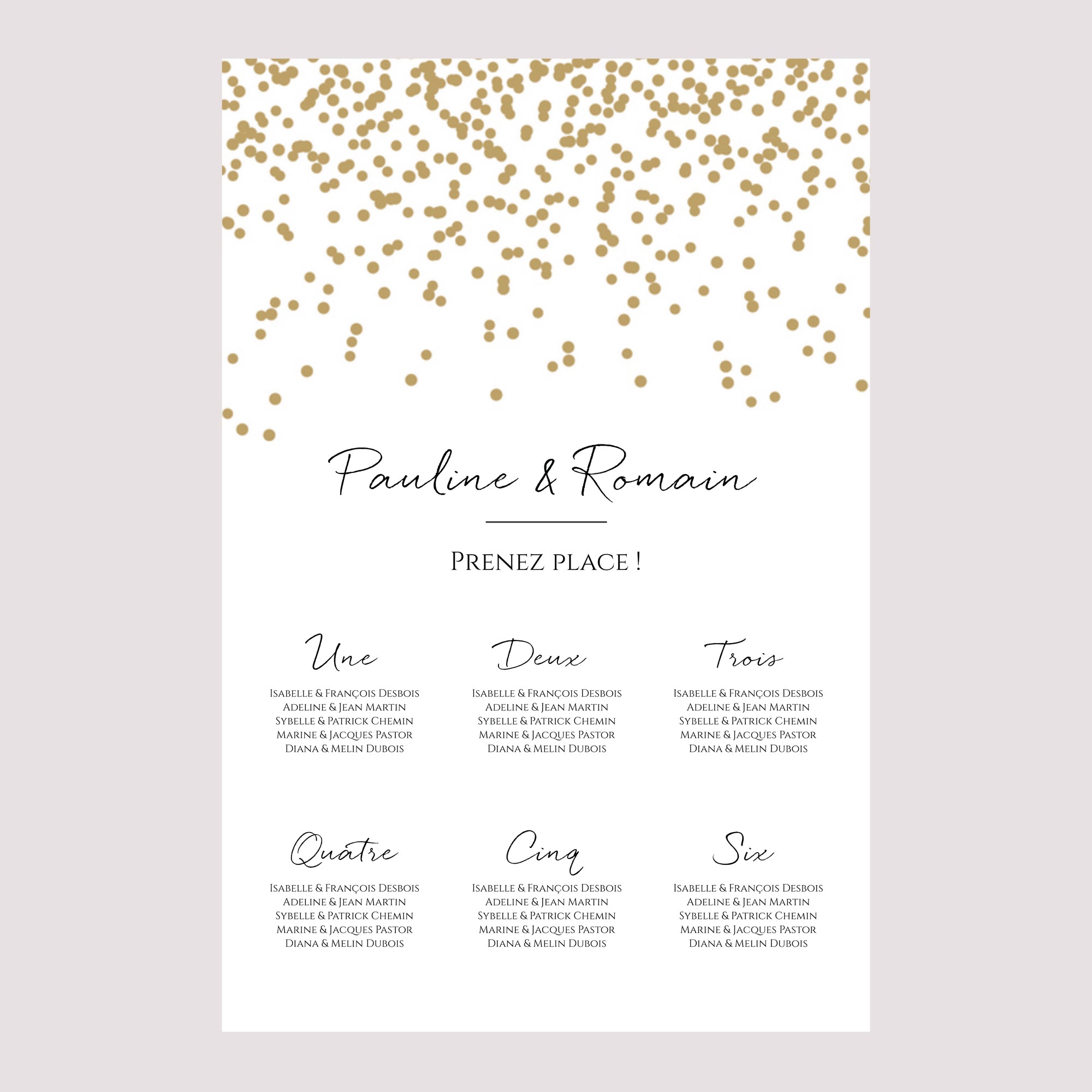 Plan de table Mariage Portrait Confettis photo N° 2
