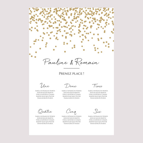 Plan de table Mariage Portrait Confettis