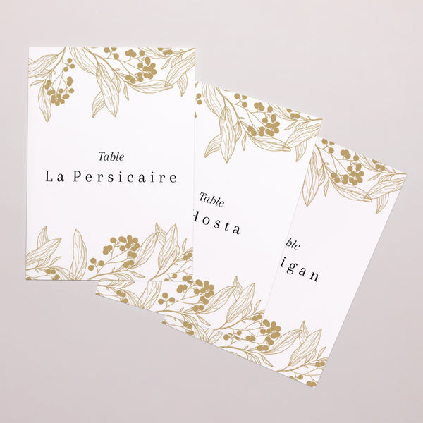 Marque table Mariage Rectangle Motifs floraux dorés photo