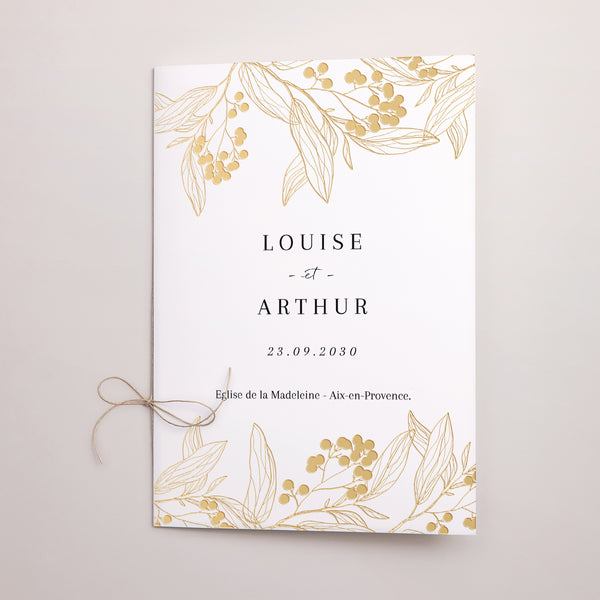 Livret de messe Mariage Double volet Motifs floraux dorés photo