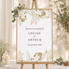 Panneau bienvenue Mariage Portrait 60 x 90 cm Motifs floraux dorés photo N° 1