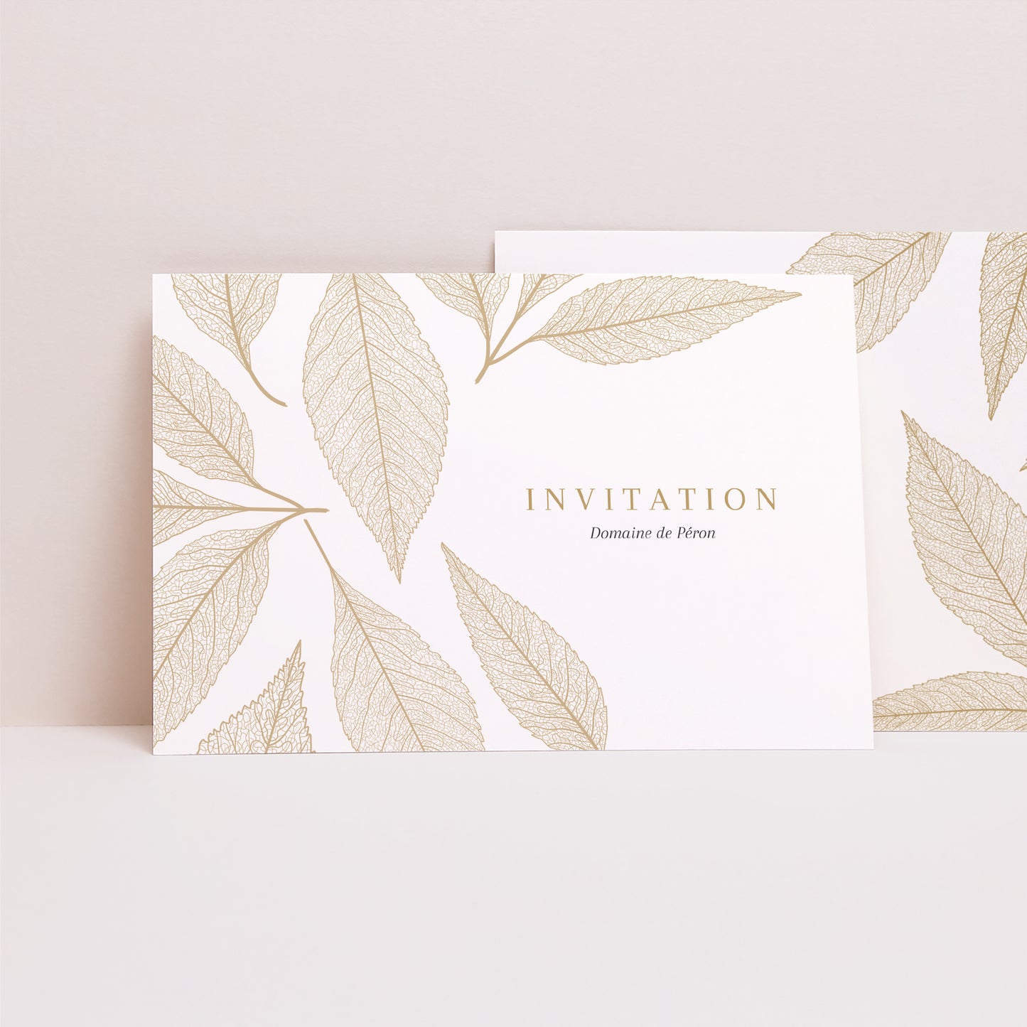 Invitations Mariage Paysage feuilles dorées photo N° 1