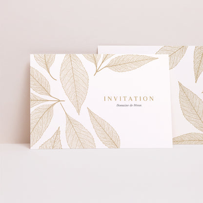 Invitations Mariage Paysage feuilles dorées photo N° 1