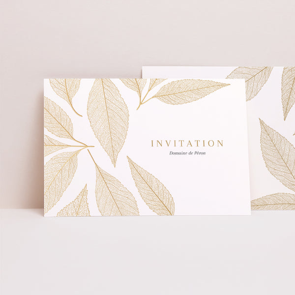 Invitations Mariage Paysage Feuilles dorées photo