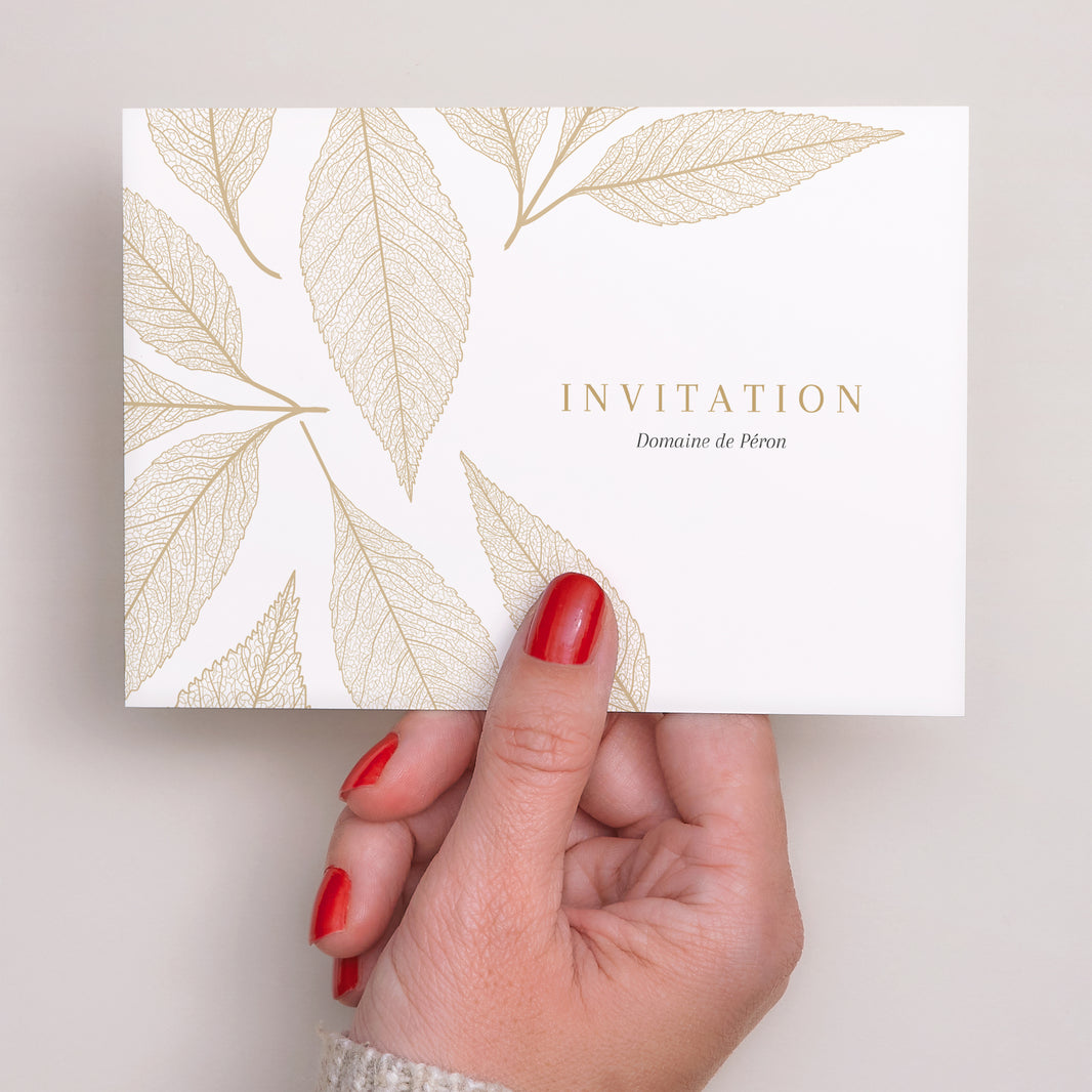 Invitations Mariage Paysage feuilles dorées photo N° 3