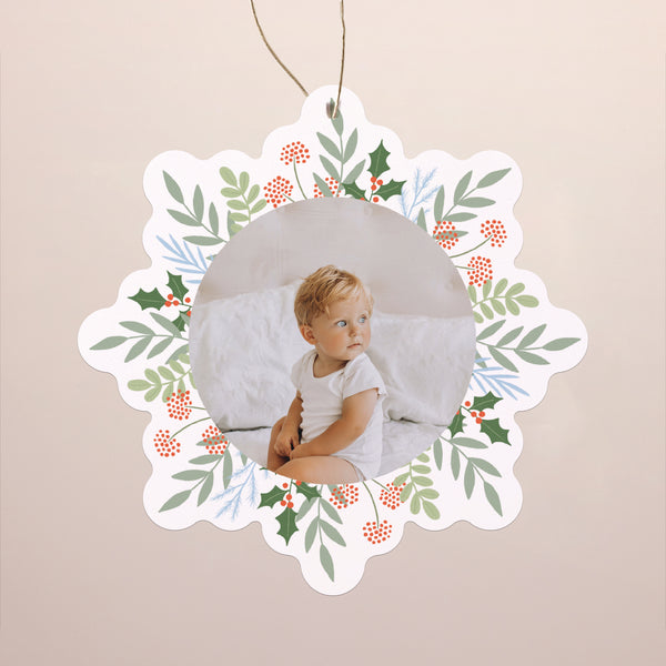 Carte de Noel Fin d'année Flocon à suspendre Des sourires pour Noël photo