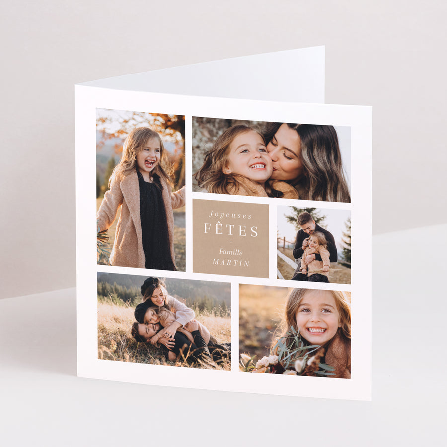 Carte de Noel Fin d'année Carré double volet Multiphotos photo
