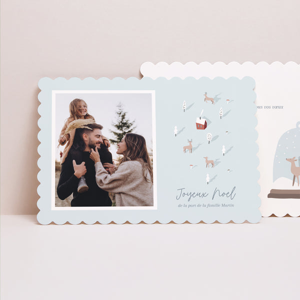 Carte de Noel Fin d'année Paysage, bords biscuit Hiver tout doux photo