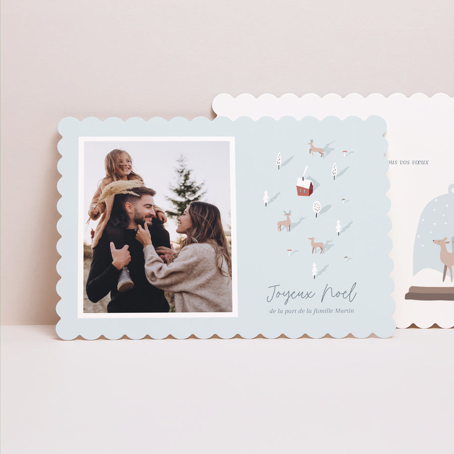 Carte de voeux Fin d'année Paysage, bords biscuit Hiver tout doux photo