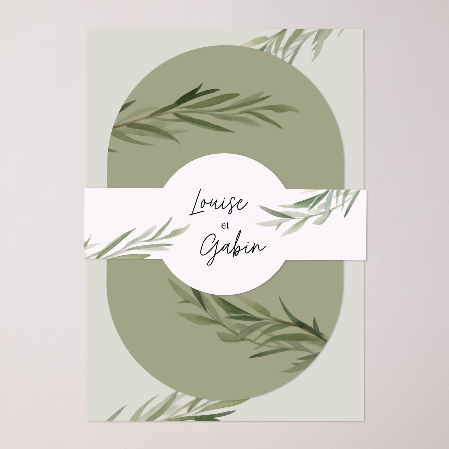Faire-part Mariage bandeau, 2 cartes Feuilles d'olivier photo N° 1