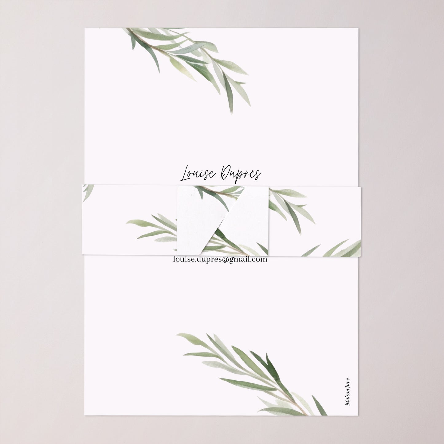 Faire-part Mariage bandeau, 2 cartes Feuilles d'olivier photo N° 5