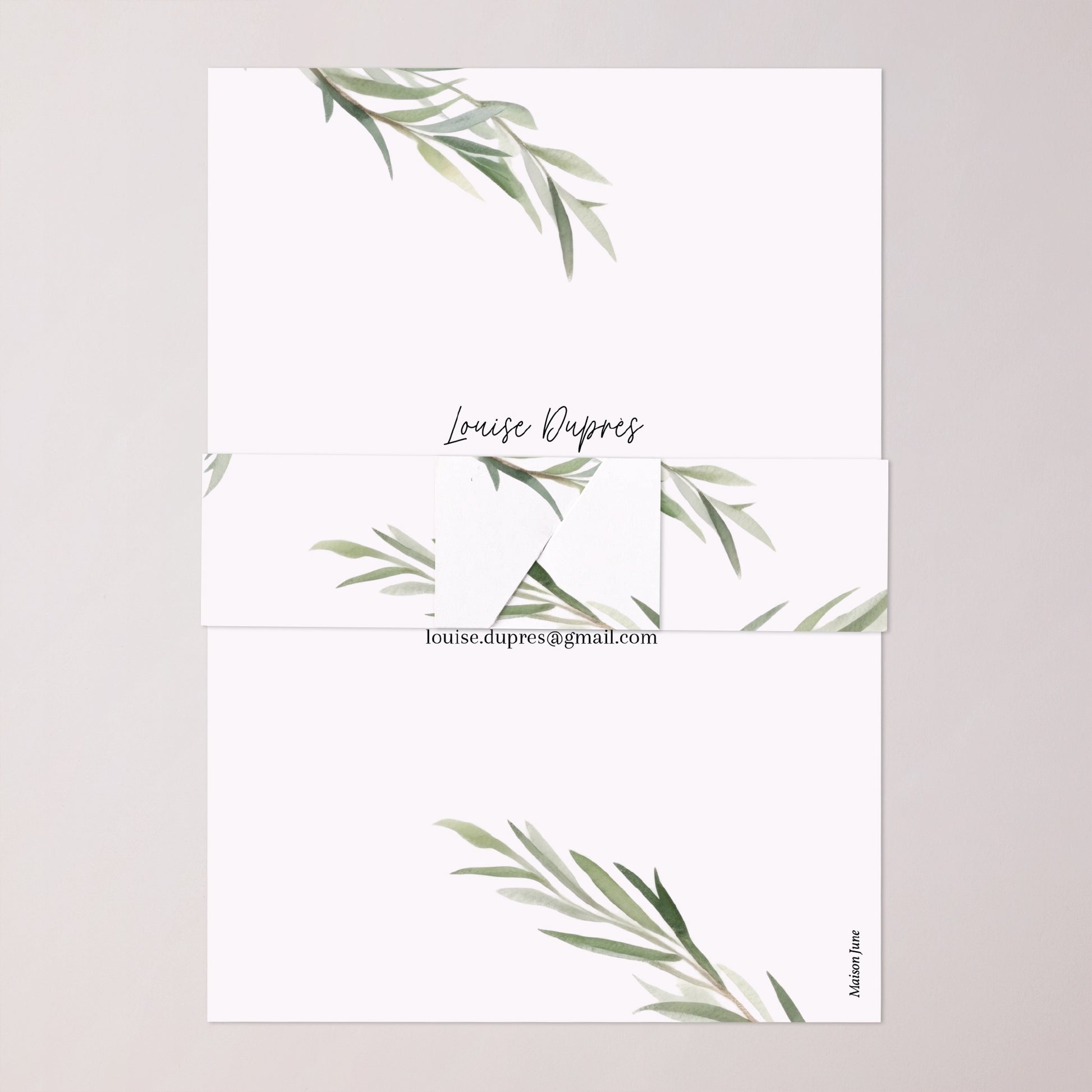 Faire-part Mariage bandeau, 2 cartes Feuilles d'olivier photo N° 5
