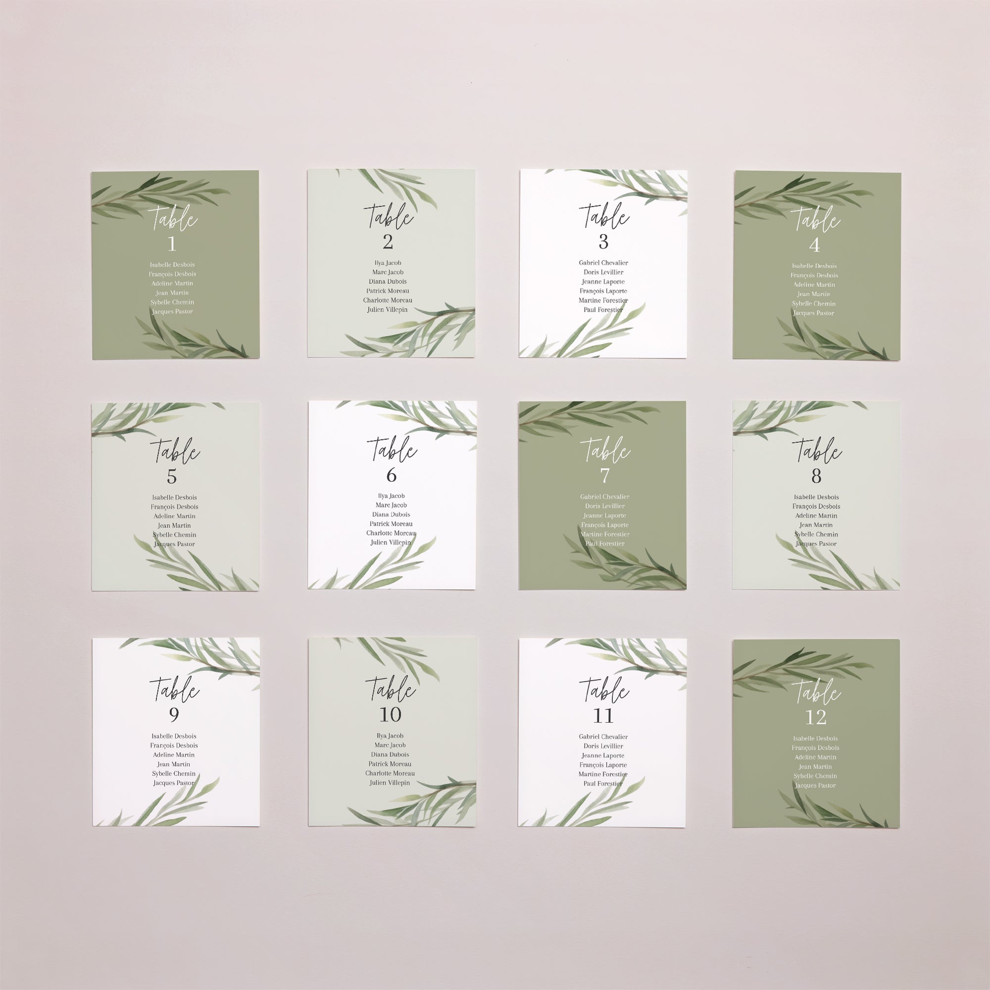 Plan de table Mariage Lot de 12 Feuilles d'Olivier photo N° 1