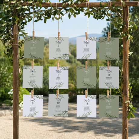 Plan de table Mariage Lot de 12 Feuilles d'Olivier