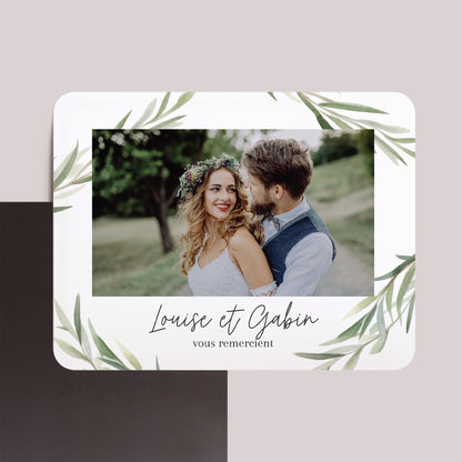 Remerciements Mariage Lot de 8, magnétique, paysage, rectangle coins arrondis Feuilles d'olivier photo N° 1
