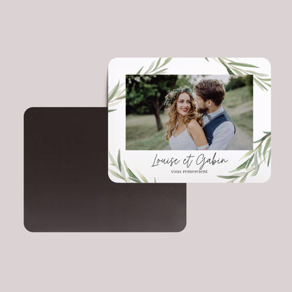 Remerciements Mariage Lot de 8, magnétique, paysage, rectangle coins arrondis Feuilles d'olivier photo N° 2