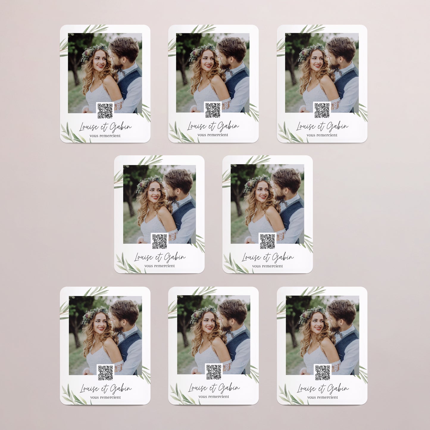 Remerciements Mariage Lot de 8, magnétique, rectangle coins arrondis Feuilles d'Olivier photo N° 3