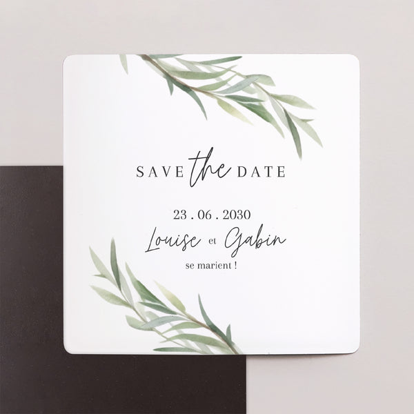 Save the date Mariage Lot de 9, magnétique Feuilles d'Olivier photo