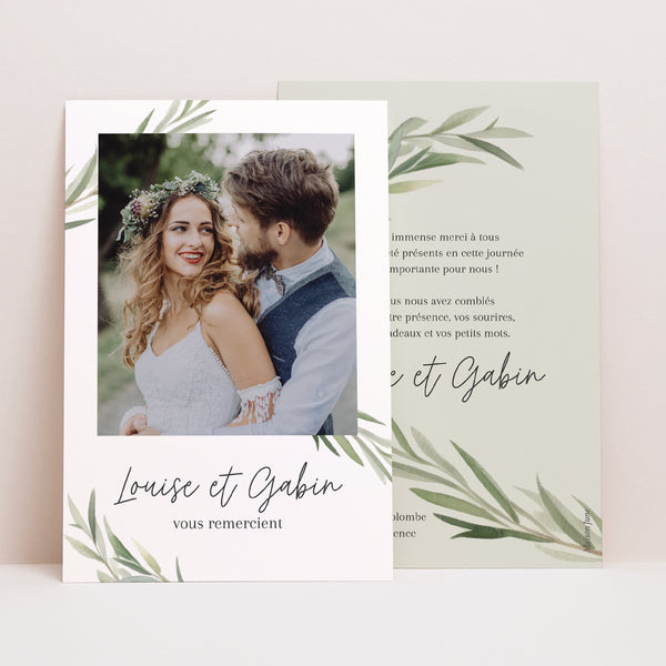Remerciements Mariage Portrait Feuilles d'Olivier photo