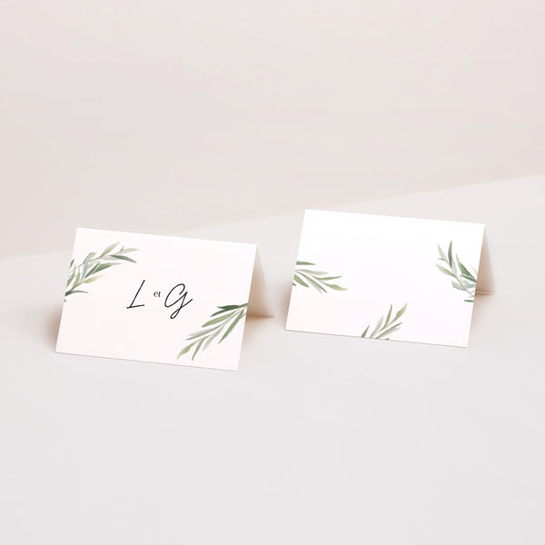 Marque-place Mariage 2 volets Feuilles d'Olivier photo