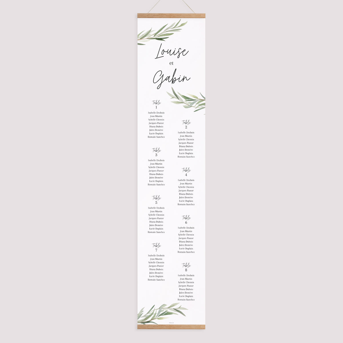 Plan de table Mariage Papier Feuilles d'Olivier photo N° 1