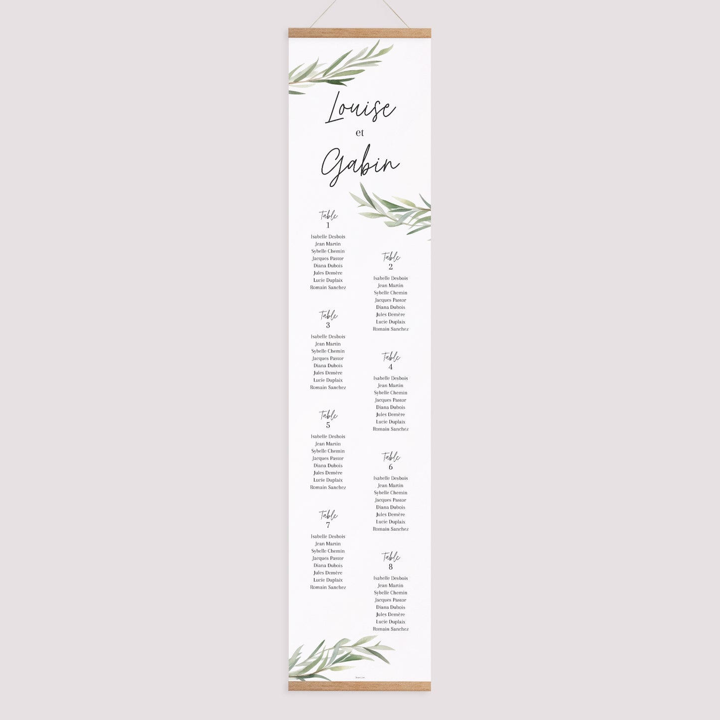 Plan de table Mariage Papier Feuilles d'Olivier photo N° 1