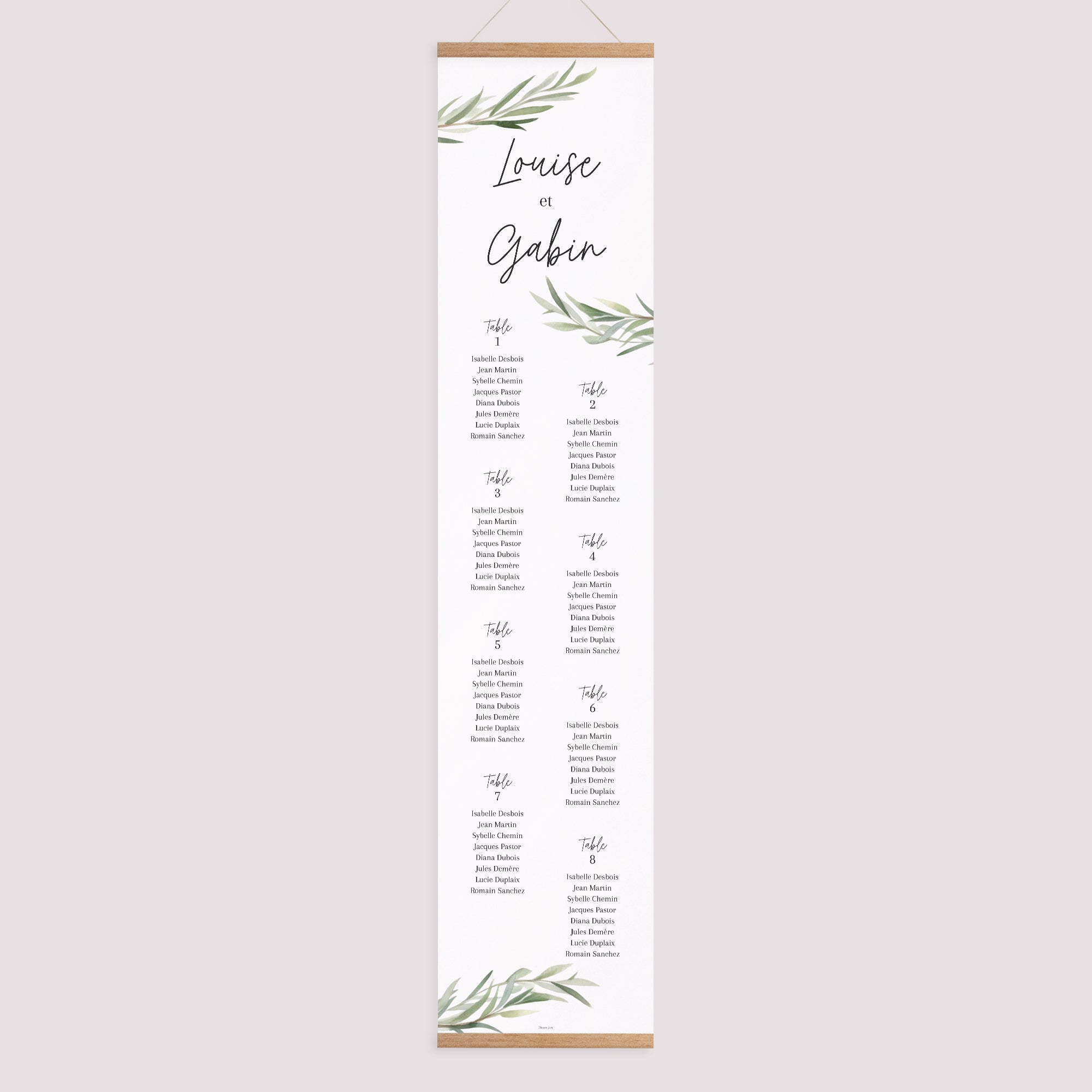 Plan de table Mariage Papier Feuilles d'Olivier photo N° 1