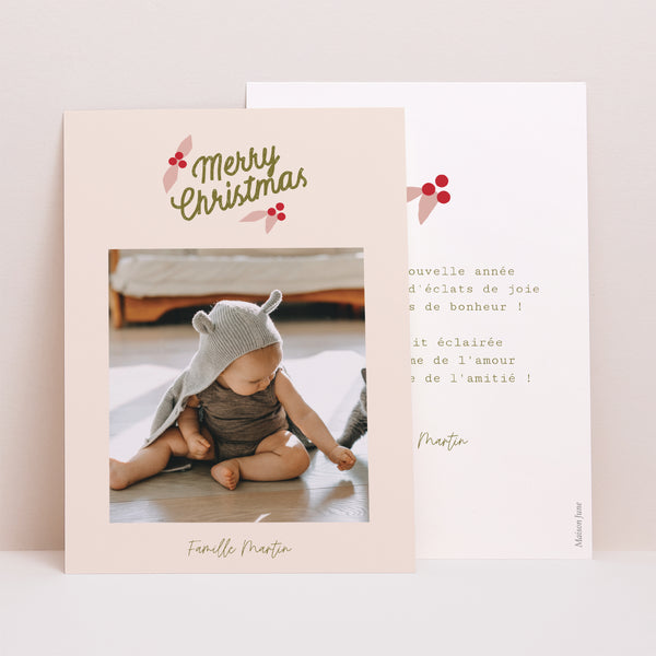 Carte de Noel Fin d'année Portrait Merry Christmas photo