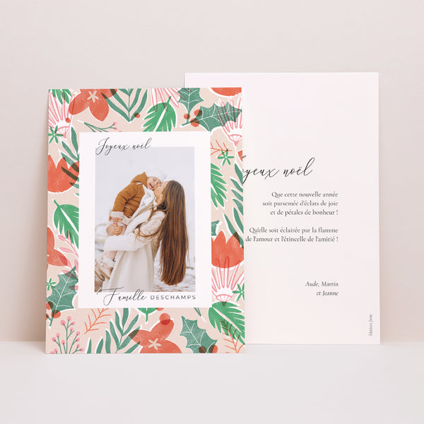 Carte de Noel Fin d'année Portrait Festive Flowers photo