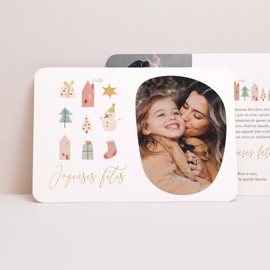 Carte de Noel Fin d'année Paysage, bords arrondis Noël festif photo