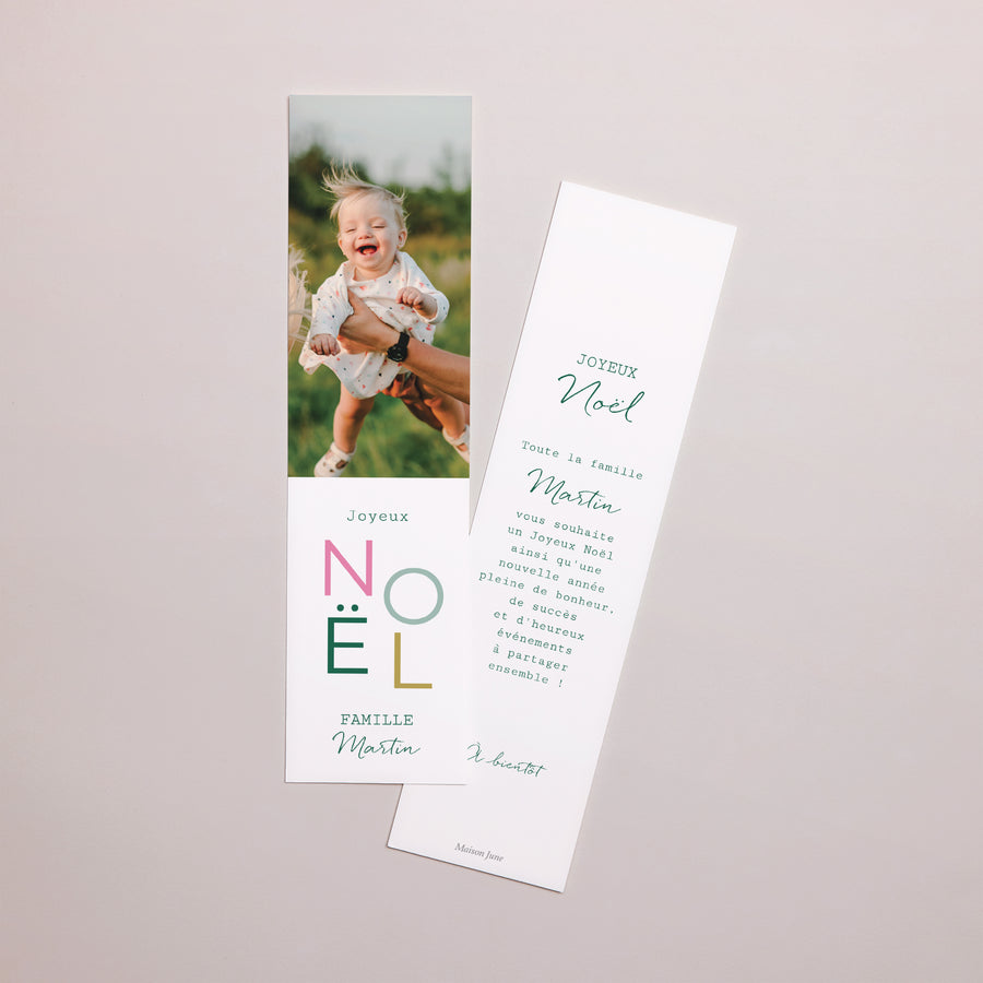 Carte de Noel Fin d'année Marque-page Jours heureux photo