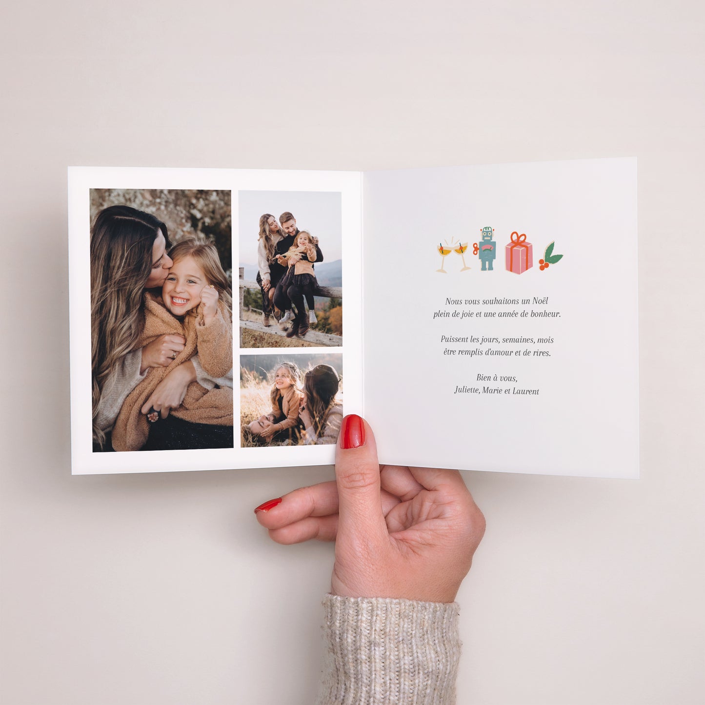 Carte de Noel Fin d'année Carré double volet féérie de noël photo N° 2