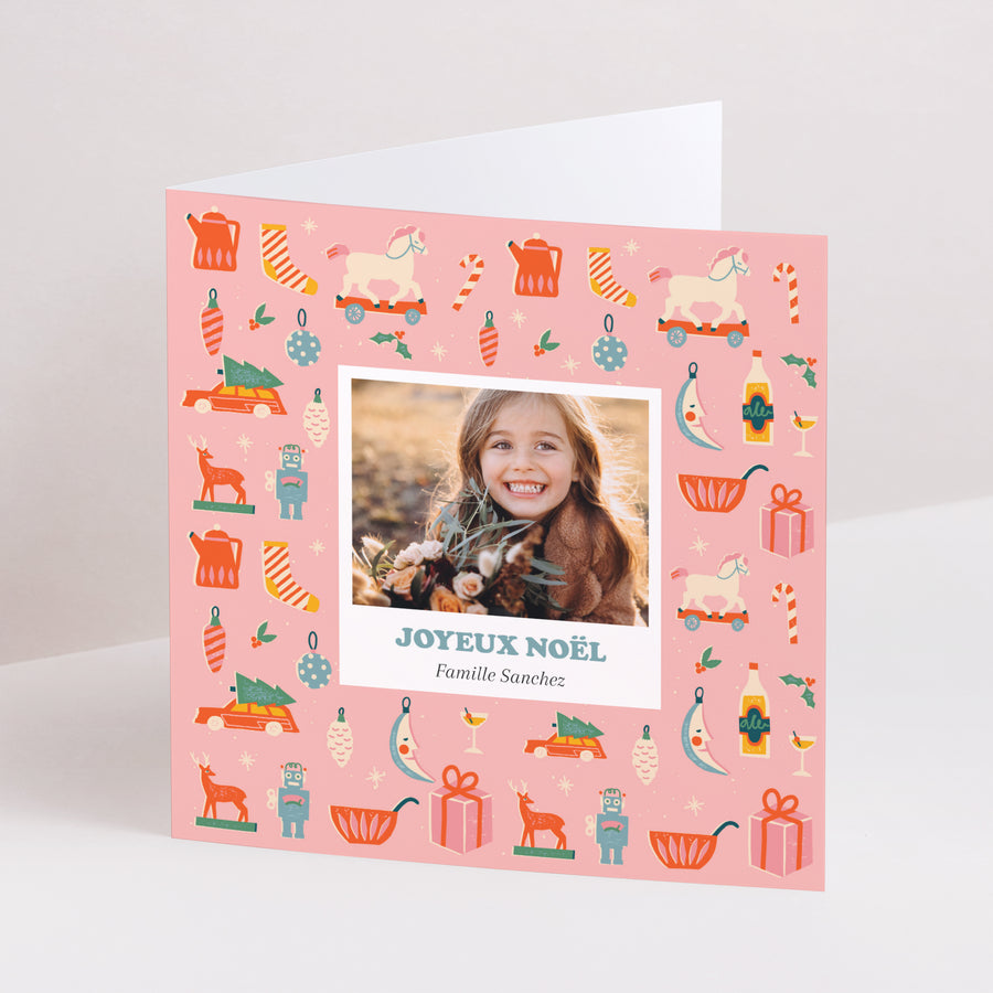 Carte de voeux Fin d'année Carré double volet féérie de noël photo