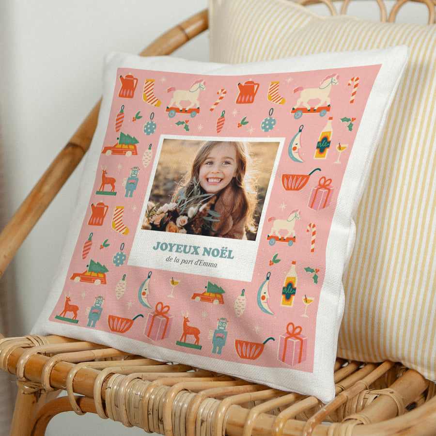 Coussin Fin d'année Beige naturel féérie de noël photo