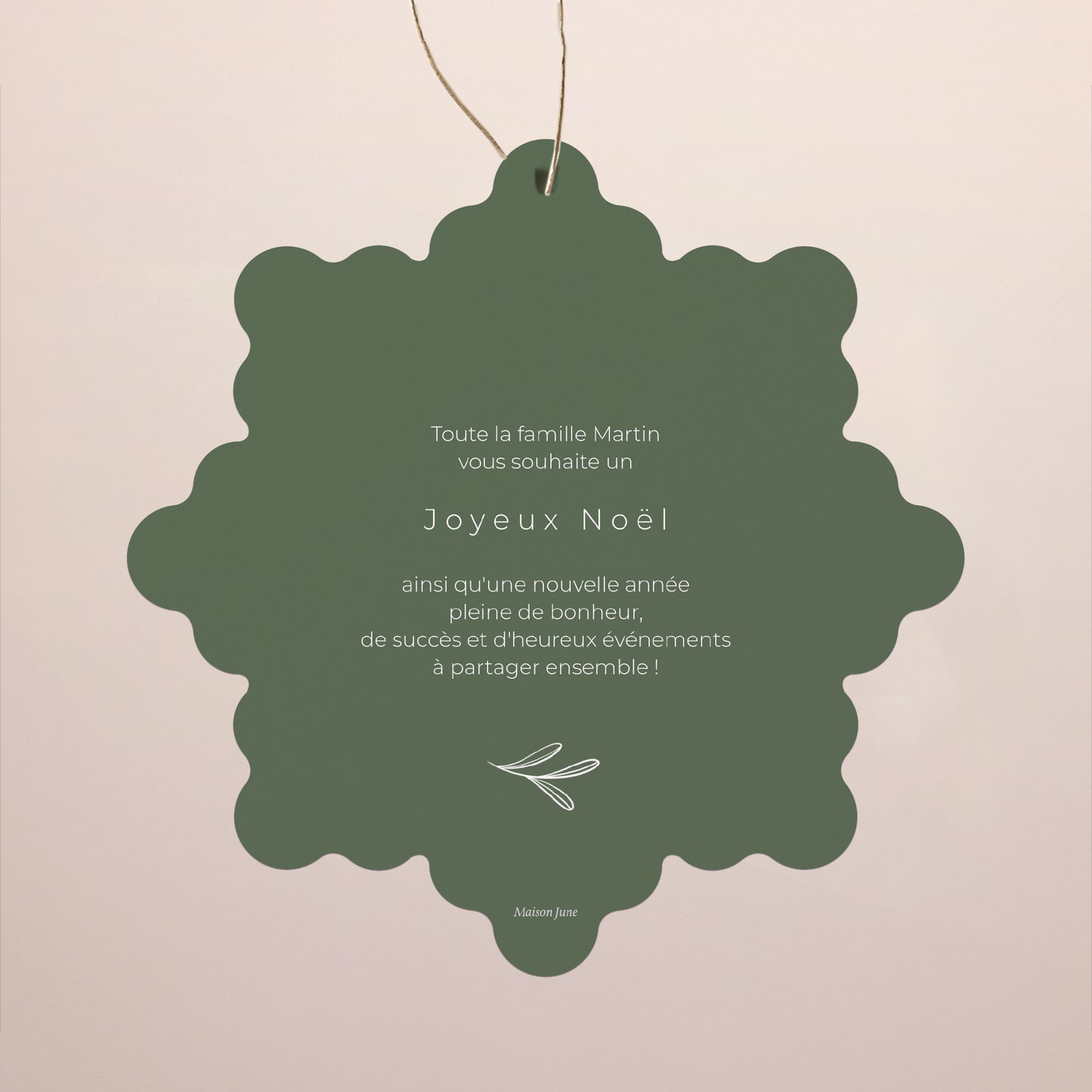 Carte de Noel Fin d'année Flocon à suspendre Flocon vert photo N° 2